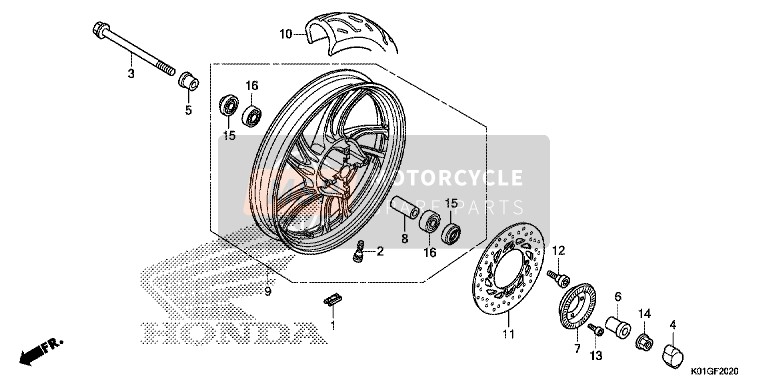 Honda SH125 2016 Front Wheel for a 2016 Honda SH125
